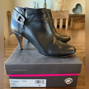 Vince Camuto Vernaya Bootie in Black Brûlée Leather